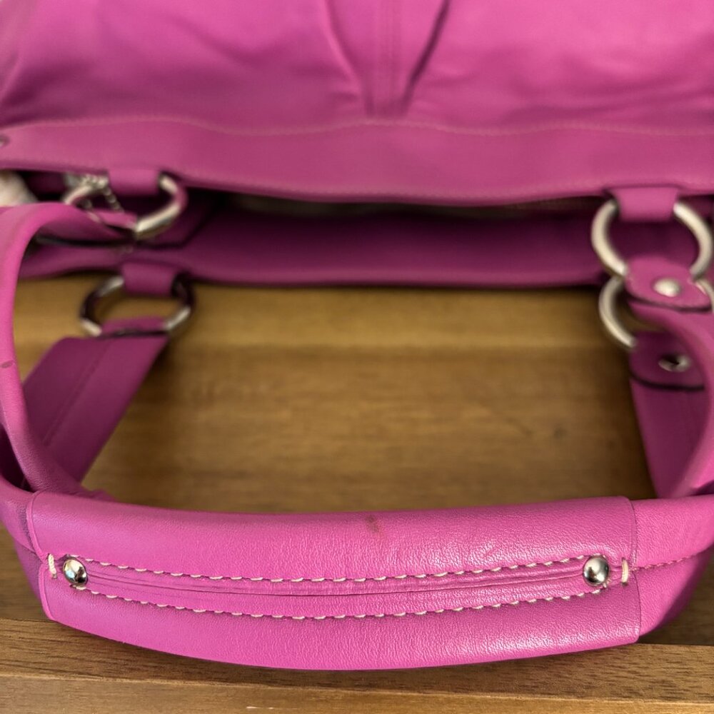 Coach Kyra Pink Leather Signature Side Scarves Shoulder Tote - Picture 5 of 11